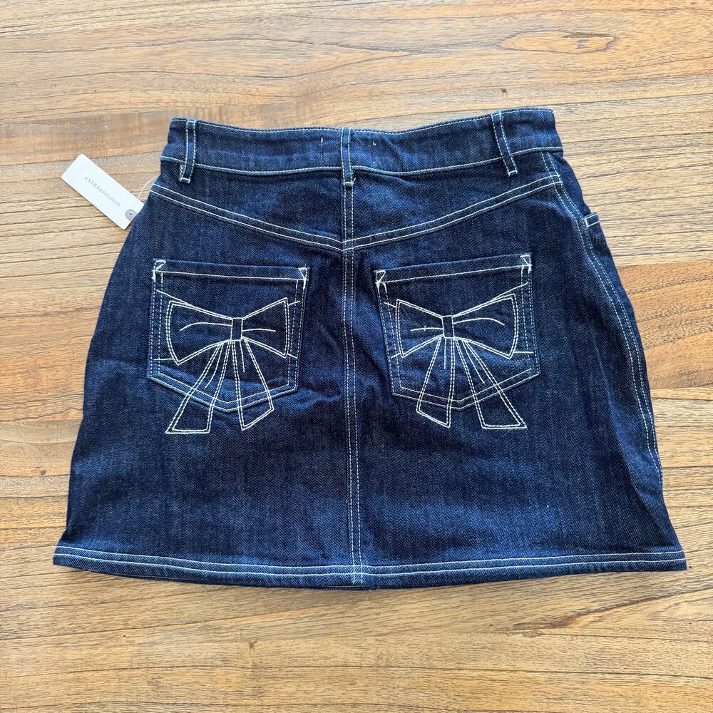 Pilcro (Anthropologie) Denim Bow Mini Skirt - Size XS - Picture 4 of 7
